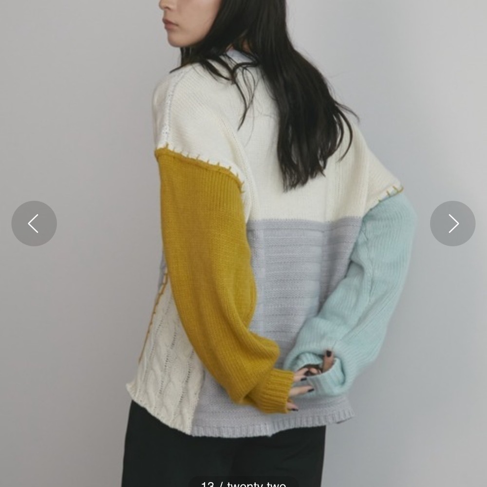 MERLOT Random Stitch Loose Knit color block sweater one size purchased in Japan - Picture 2 of 15